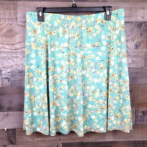 Emaline Tulle Floral Print Flare Midi Skirt